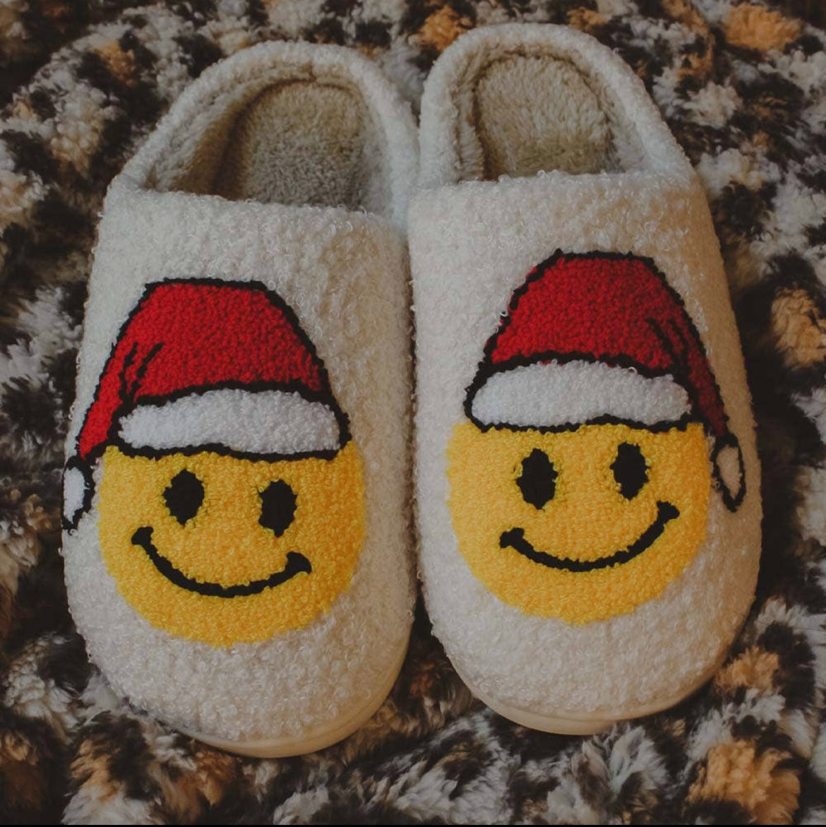 Smiley Santa Christmas Slippers