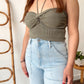 Capri - Summer Knit Halter Top (Olive)