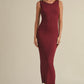 Merry Merlot- Ribbed Midi Dress