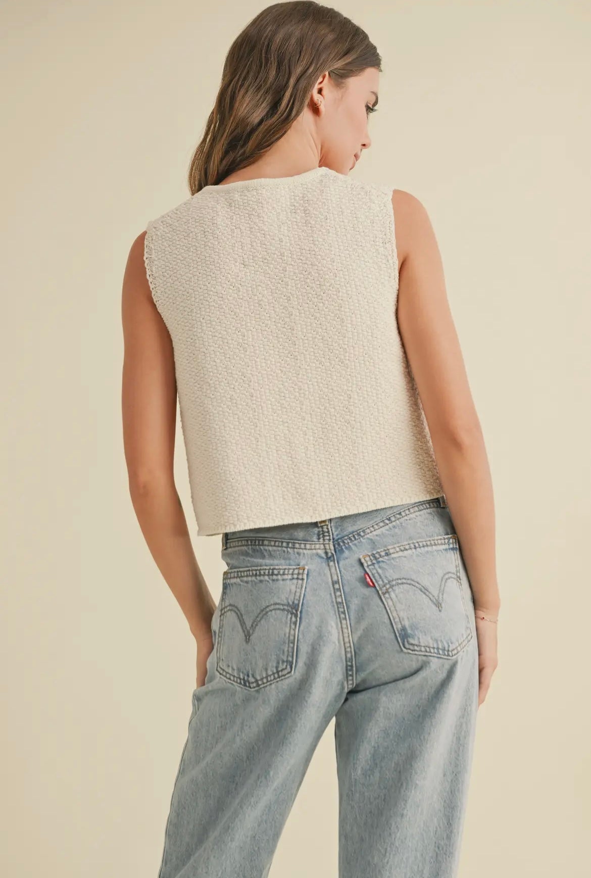 Jingle & Mingle - Front Tie Knit Top CREAM