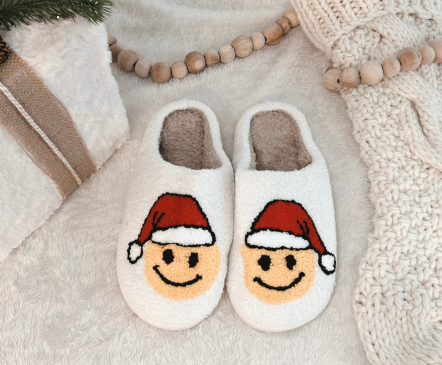 Smiley Santa Christmas Slippers