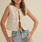 Jingle & Mingle - Front Tie Knit Top CREAM