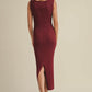 Merry Merlot- Ribbed Midi Dress