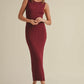 Merry Merlot- Ribbed Midi Dress