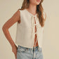 Jingle & Mingle - Front Tie Knit Top CREAM