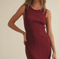 Merry Merlot- Ribbed Midi Dress